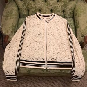 Mesh lace cream over jacket